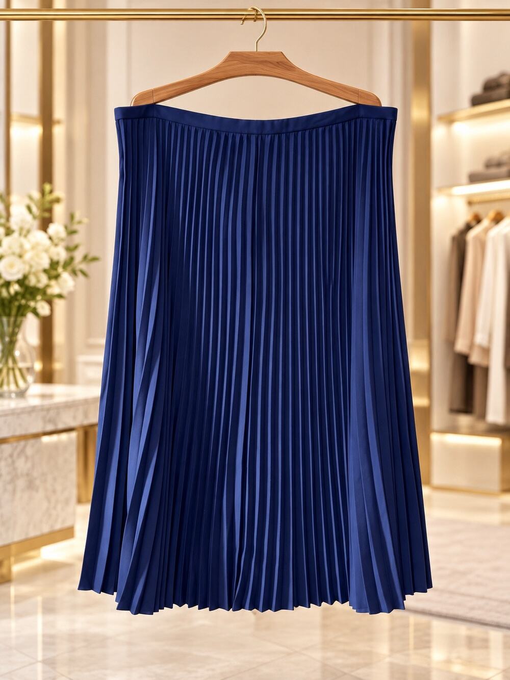 Lauren Ralph Lauren Navy Pleated Midi Skirt Size 14 NWT Button Zip Preppy Chic